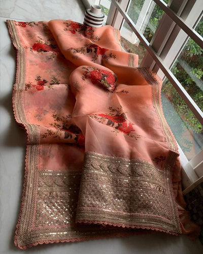 Soft organza floral saree