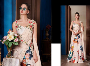 White floral digital print gowns