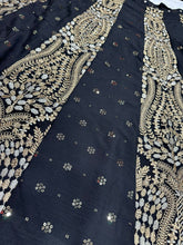 Black and gold Silk Lehenga