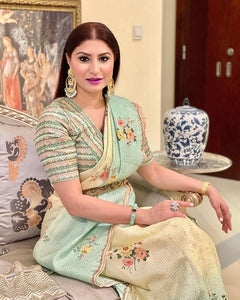 Mint green shaded saree