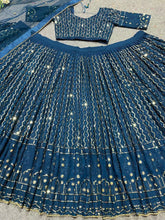 Partywear silk Lehenga in blue