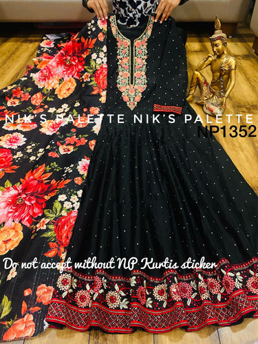 Niks collection - black chanderi silk anarkali