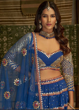 Blue georgette threadwork Lehenga