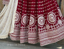 Maroon embroidered Lehenga