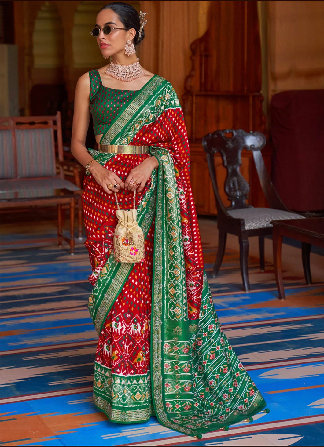 Patola silk red weaving classic saree