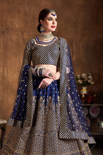 Navy blue and gold Lehenga