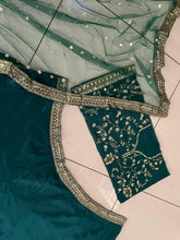 Emerald green silk Lehenga