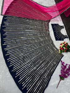 Blue and pink sparkle Lehenga