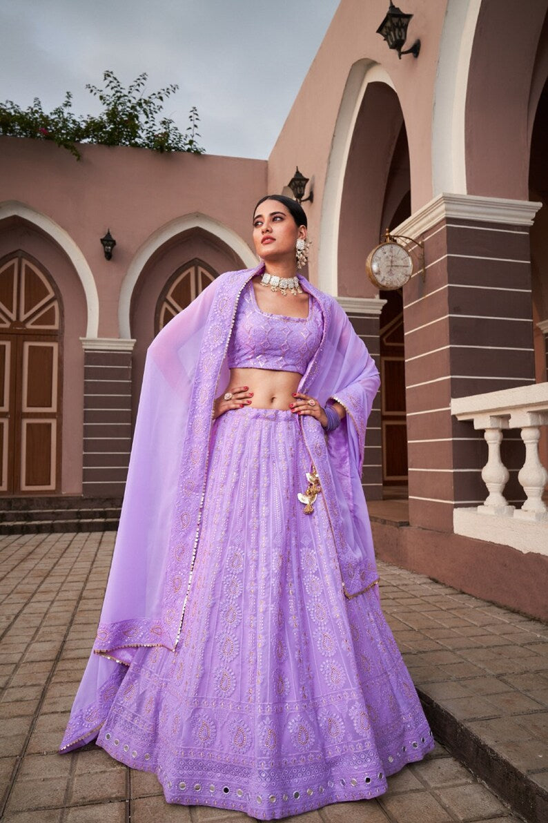 Lucknowi sequins Lehenga - lavender