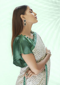 Off white party wear sequins saree