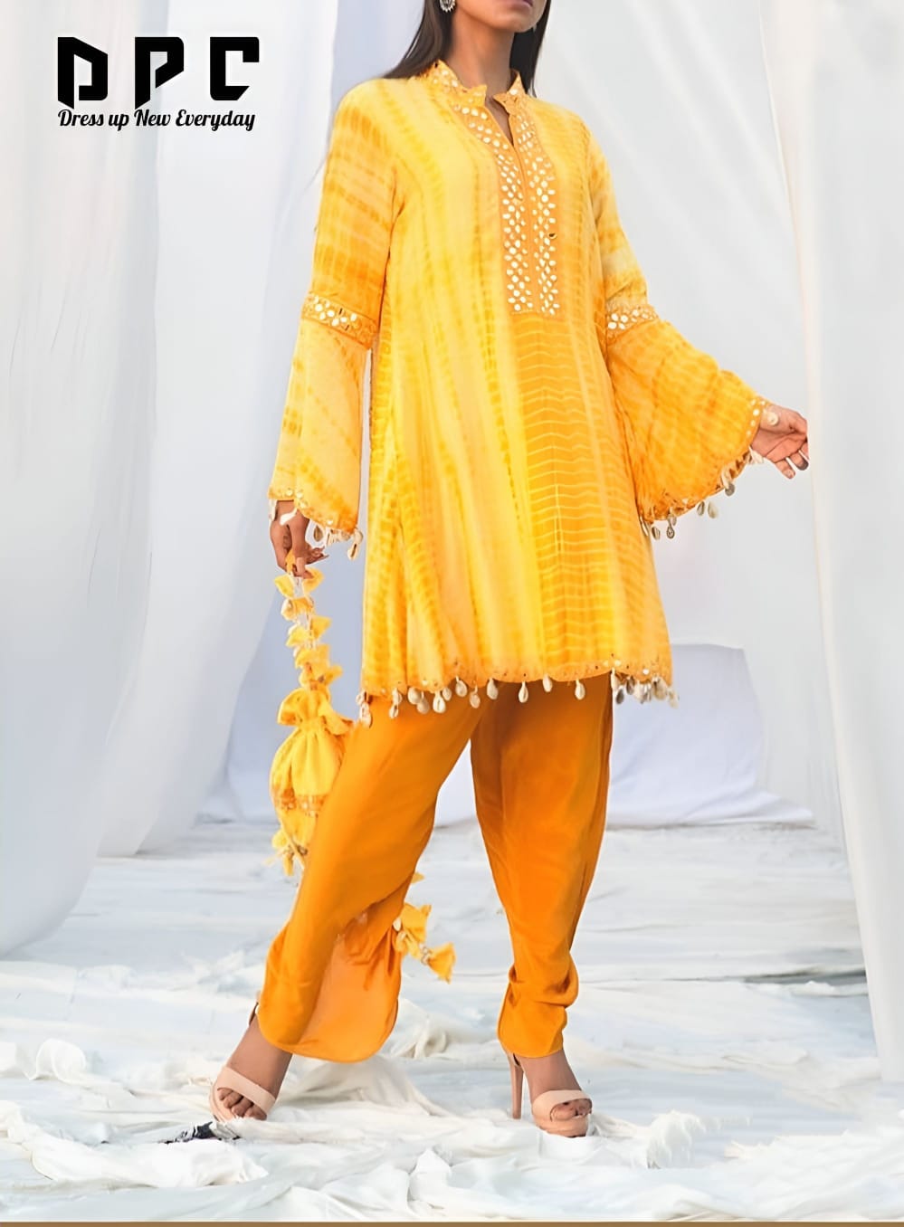 Hand tie dyed kurti set with dhoti