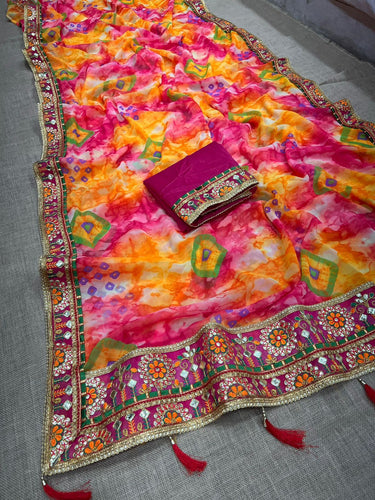 Shibori and gota patti sarees