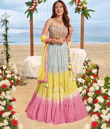 Shivali collection- pastel shaded Lehenga