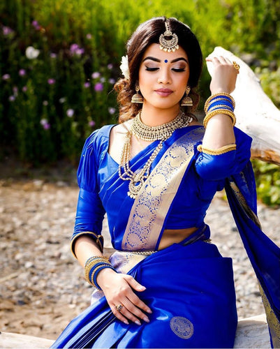 Royal blue banarasi saree