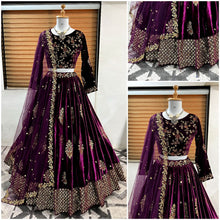 Velvet Lehenga in purple