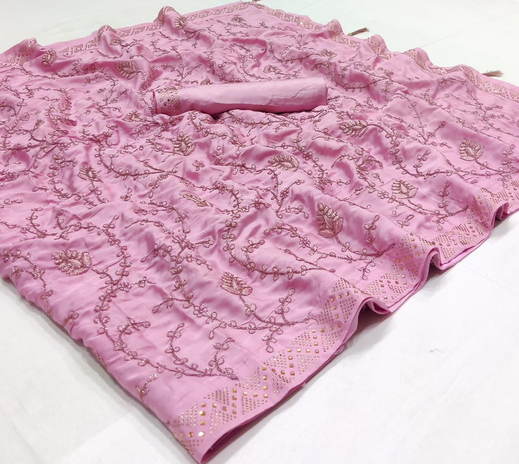 Silk crepe saree with latkan