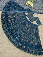 Partywear silk Lehenga in blue