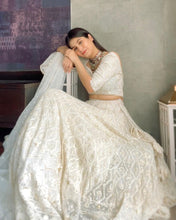 White wavy sequinned Lehenga