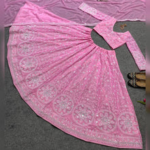 Flamingo pink sequins embroidered Lehenga (with long sleeves)