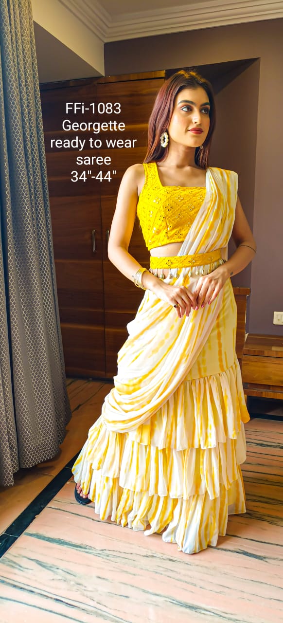 Chic style ready to wear ruffle saree
