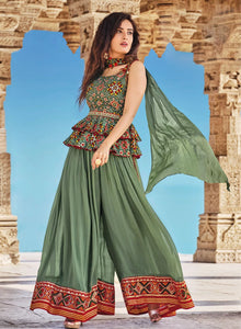 Indo western - Green trendy flary palazzo style