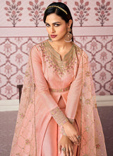 Peachy pink Trouser style anarkali gown