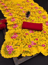 Floral diamond work saree