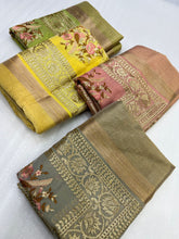 Organza silk saree with embroidery