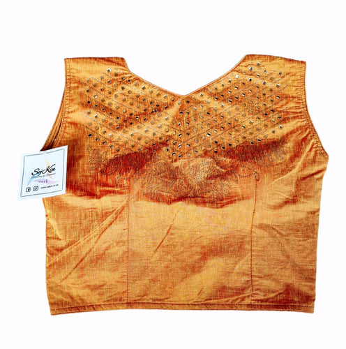 Mustard mirror work blouse