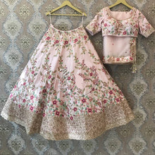 Baby pink silk floral Lehenga