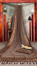 Trupti Vala inspired saree - Brown sequinned saree