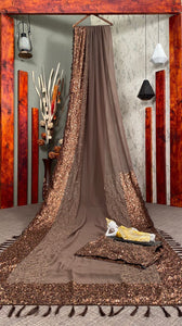 Trupti Vala inspired saree - Brown sequinned saree