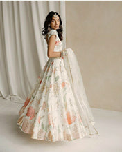 White floral sequins Lehenga