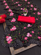 Floral diamond work saree