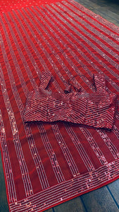 Red saree with sequins