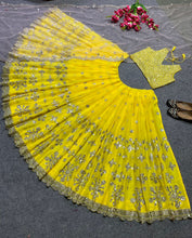 Yellow and baby pink sequence Lehenga