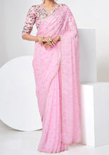 Imperial collection : baby pink partywear designer saree