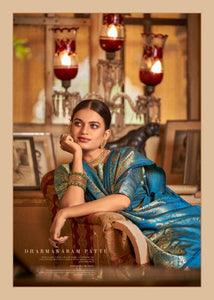 Kanchivaram silk saree with copper zari