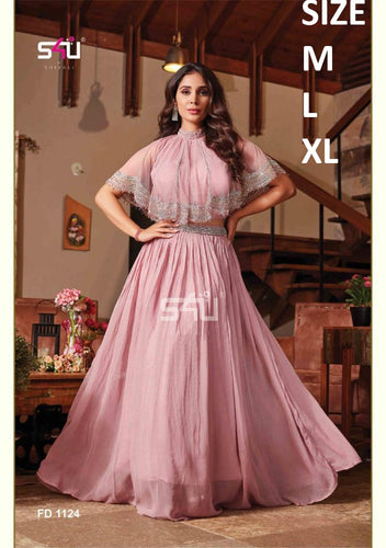 S4u - baby pink Lehenga cape style