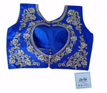 Luxury royal blue embroidered blouse