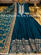 Niks collection: dola silk navy blue anarkali