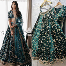 Green velvet partywear Lehenga