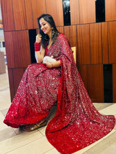 Celebrity style silver sequinned sarees - lots of colours