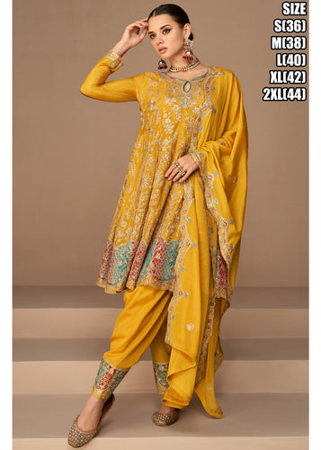 Janisha - readymade fusion style long top in haldi yellow