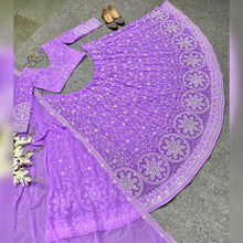 Orchid purple sequins embroidered Lehenga (with long sleeves)