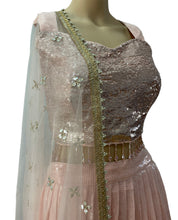 Peachy pink sequinned Lehenga - Perfect for reception / wedding