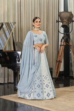 White and powder blue Lehenga