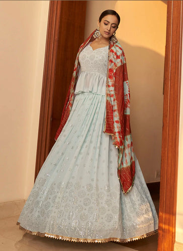 Sky georgette Lehenga