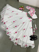 Indo western white and pink floral Lehenga