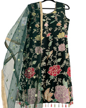 Forest green floral sharara